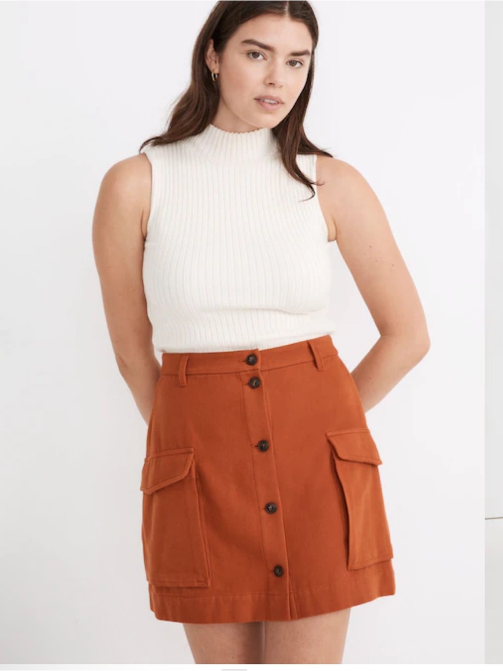 Madewell Curvy Drapey Moleskin Cargo Skirt size 14